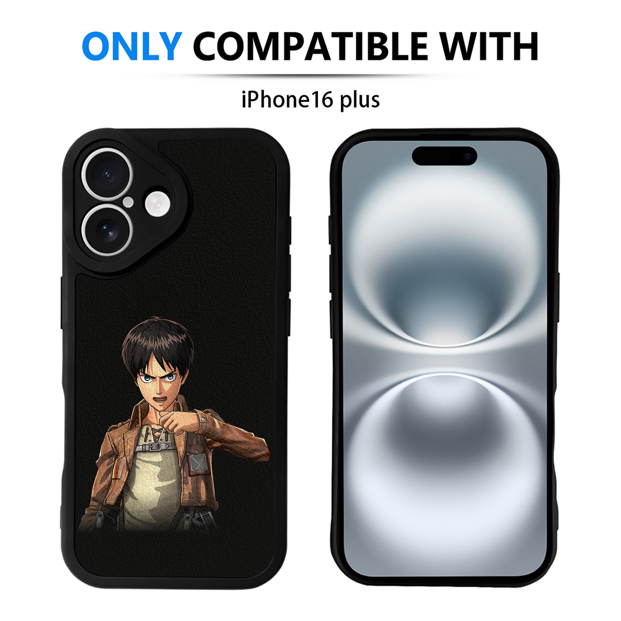 （画像用） 進撃の巨人 エレン･イェーガー Attack on Titan Eren Jäger 【iPhone 16シリーズ対応】シリコンスマホケース（レザー調） 材質：シリコン